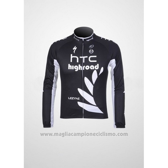 2011 Abbigliamento Ciclismo HTC Highroad Nero e Bianco Manica Lunga e Salopette