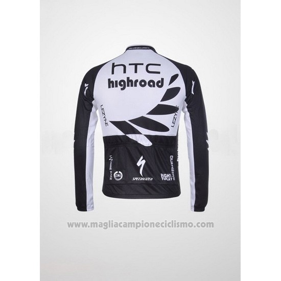 2011 Abbigliamento Ciclismo HTC Highroad Nero e Bianco Manica Lunga e Salopette