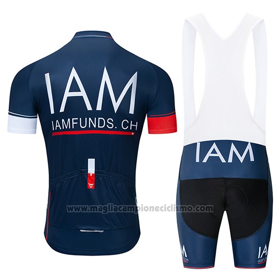 2019 Abbigliamento Ciclismo IAM Blu Scuro Manica Corta e Salopette