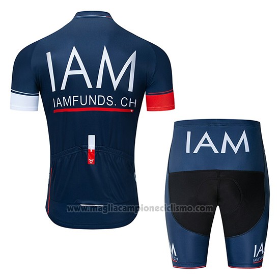 2019 Abbigliamento Ciclismo IAM Blu Scuro Manica Corta e Salopette