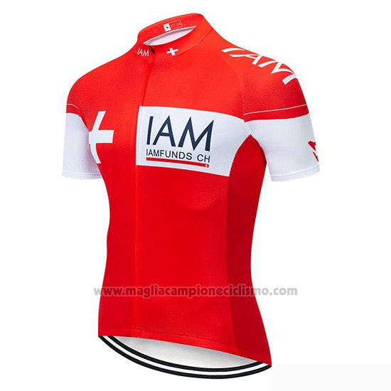 2019 Abbigliamento Ciclismo IAM Rosso Bianco Manica Corta e Salopette