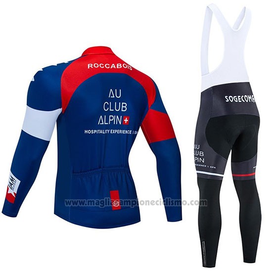 2020 Abbigliamento Ciclismo IAM Bianco Rosso Blu Manica Lunga e Salopette