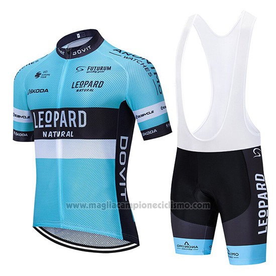 2020 Abbigliamento Ciclismo Leopard Natural Blu Nero Manica Corta e Salopette