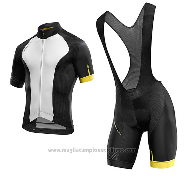 2017 Abbigliamento Ciclismo Mavic Bianco e Nero Manica Corta e Salopette