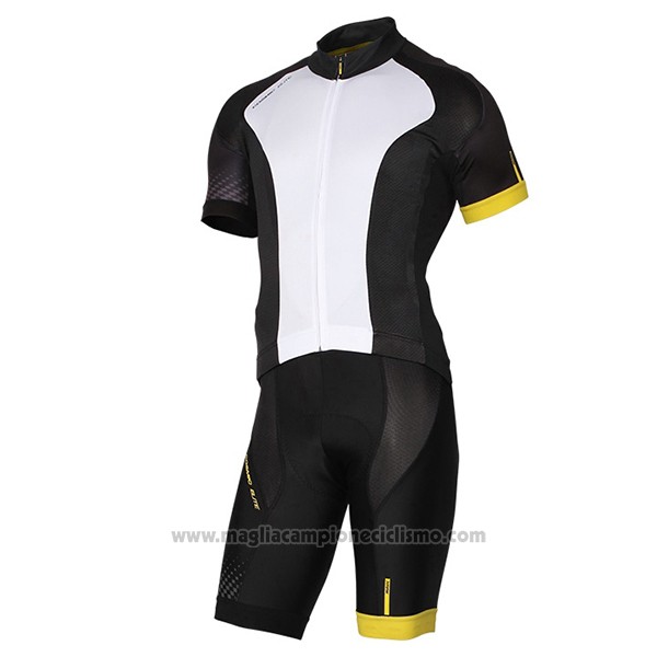 2017 Abbigliamento Ciclismo Mavic Bianco e Nero Manica Corta e Salopette