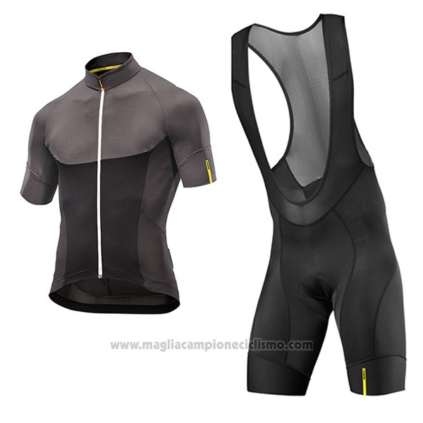 2017 Abbigliamento Ciclismo Mavic Nero e Grigio Manica Corta e Salopette