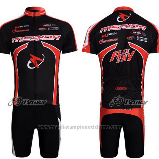 2011 Abbigliamento Ciclismo Merida Nero Manica Corta e Salopette