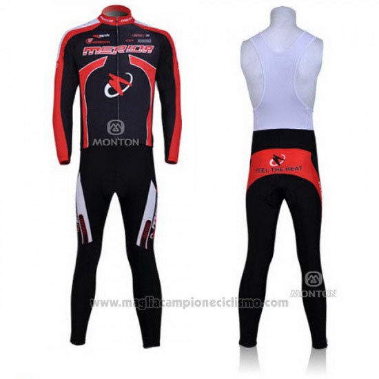 2011 Abbigliamento Ciclismo Merida Nero e Rosso Manica Lunga e Salopette