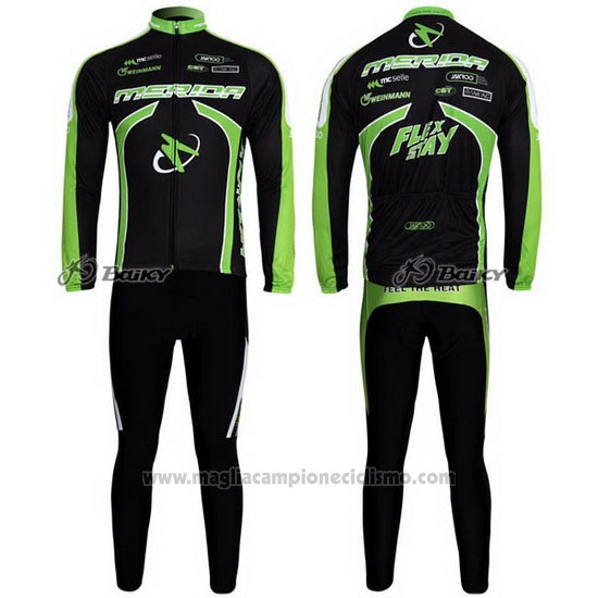 2011 Abbigliamento Ciclismo Merida Nero e Verde Manica Lunga e Salopette