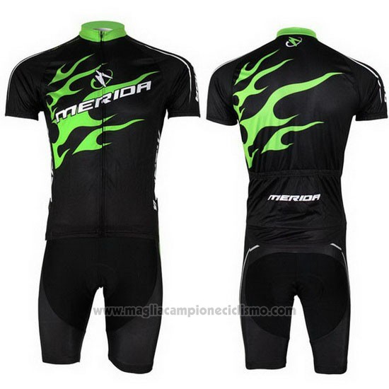 2013 Abbigliamento Ciclismo Merida Nero e Verde Manica Corta e Salopette
