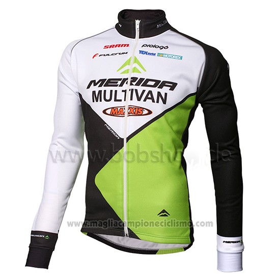 2014 Abbigliamento Ciclismo Multivan Merida Verde e Bianco Manica Lunga e Salopette