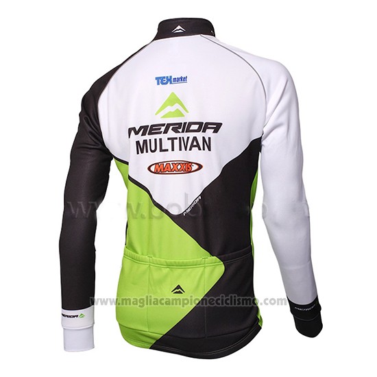 2014 Abbigliamento Ciclismo Multivan Merida Verde e Bianco Manica Lunga e Salopette