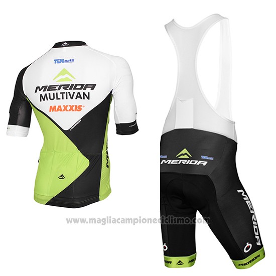2016 Abbigliamento Ciclismo Multivan Merida Verde e Bianco Manica Corta e Salopette