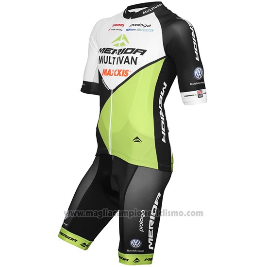 2016 Abbigliamento Ciclismo Multivan Merida Verde e Bianco Manica Corta e Salopette