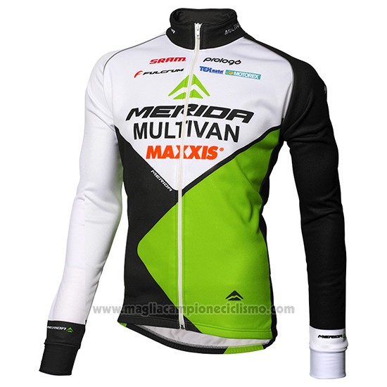 2016 Abbigliamento Ciclismo Multivan Merida Verde e Bianco Manica Lunga Salopette