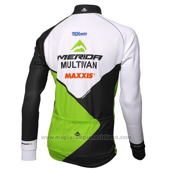 2016 Abbigliamento Ciclismo Multivan Merida Verde e Bianco Manica Lunga Salopette