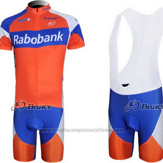 2011 Abbigliamento Ciclismo Rabobank Blu e Arancione Manica Corta e Salopette