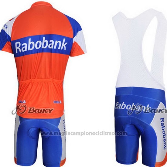 2011 Abbigliamento Ciclismo Rabobank Blu e Arancione Manica Corta e Salopette