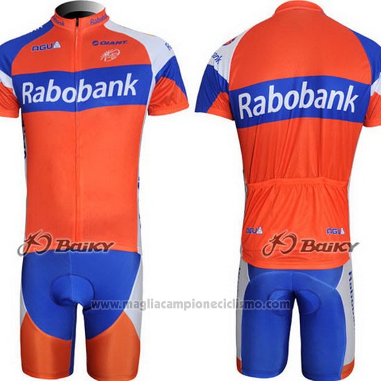 2011 Abbigliamento Ciclismo Rabobank Blu e Arancione Manica Corta e Salopette