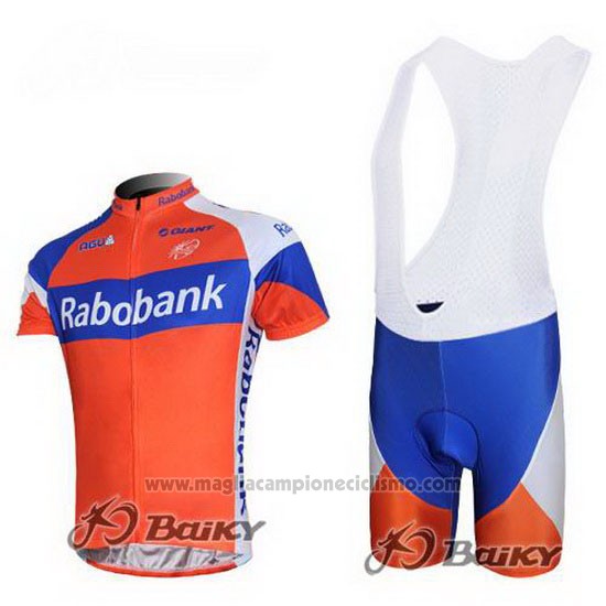 2011 Abbigliamento Ciclismo Rabobank Blu e Arancione Manica Corta e Salopette