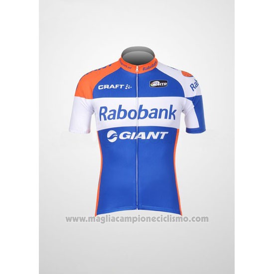 2012 Abbigliamento Ciclismo Rabobank Blu e Bianco Manica Corta e Salopette