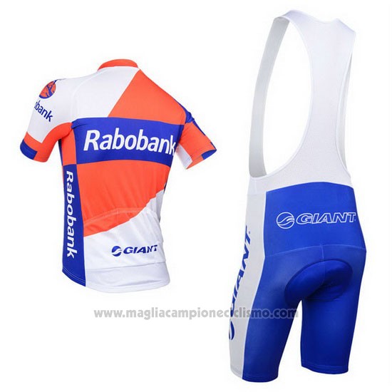 2013 Abbigliamento Ciclismo Rabobank Blu e Bianco Manica Corta e Salopette