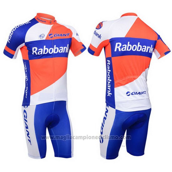 2013 Abbigliamento Ciclismo Rabobank Blu e Bianco Manica Corta e Salopette