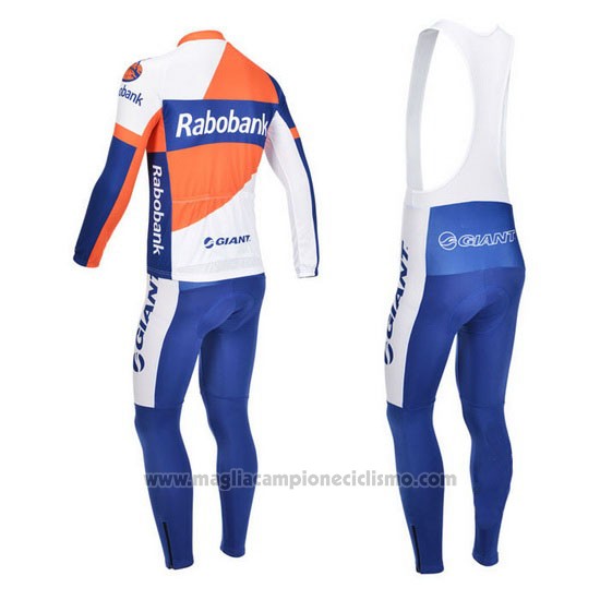 2013 Abbigliamento Ciclismo Rabobank Blu e Bianco Manica Lunga e Salopette