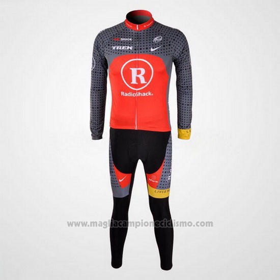 2010 Abbigliamento Ciclismo Radioshack Arancione e Grigio Manica Lunga e Salopette Pantaloni