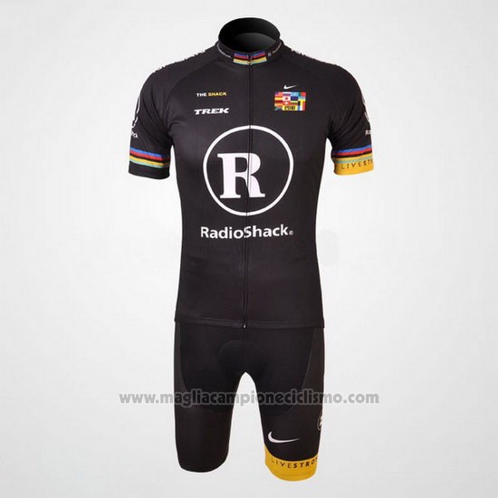 2010 Abbigliamento Ciclismo Radioshack Nero Manica Corta e Salopette Pantaloni