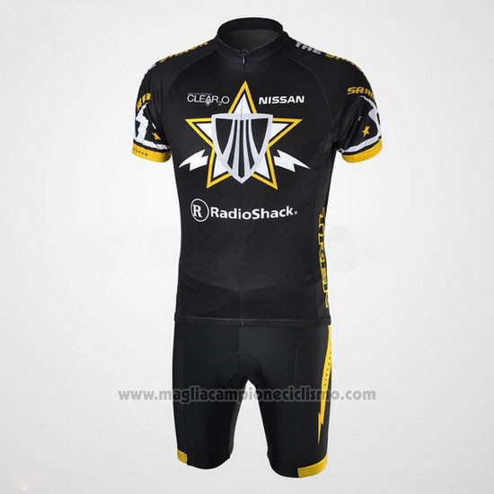 2010 Abbigliamento Ciclismo Radioshack Nero Manica Corta e Salopette Pantaloni