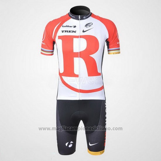 2011 Abbigliamento Ciclismo Radioshack Bianco e Rosso Manica Corta e Salopette
