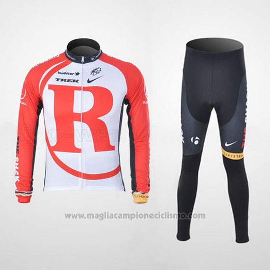 2011 Abbigliamento Ciclismo Radioshack Bianco e Rosso Manica Lunga e Salopette