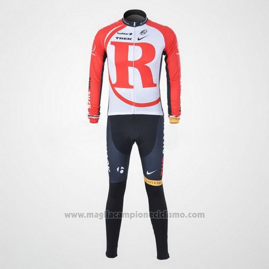 2011 Abbigliamento Ciclismo Radioshack Bianco e Rosso Manica Lunga e Salopette