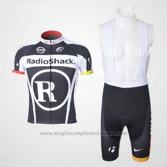 2011 Abbigliamento Ciclismo Radioshack Nero e Bianco Manica Corta e Salopette