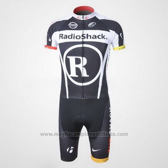 2011 Abbigliamento Ciclismo Radioshack Nero e Bianco Manica Corta e Salopette