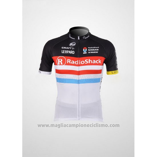 2012 Abbigliamento Ciclismo Radioshack Nero e Bianco Manica Corta e Salopette