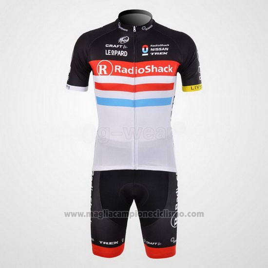 2012 Abbigliamento Ciclismo Radioshack Nero e Bianco Manica Corta e Salopette