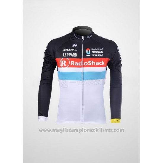 2012 Abbigliamento Ciclismo Radioshack Nero e Bianco Manica Lunga e Salopette