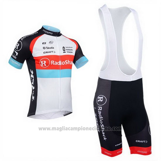 2013 Abbigliamento Ciclismo Radioshack Bianco e Nero Manica Corta e Salopette