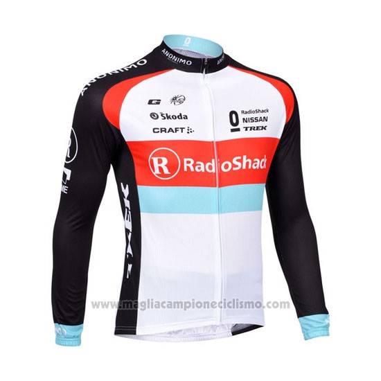 2013 Abbigliamento Ciclismo Radioshack Bianco e Nero Manica Lunga e Salopette
