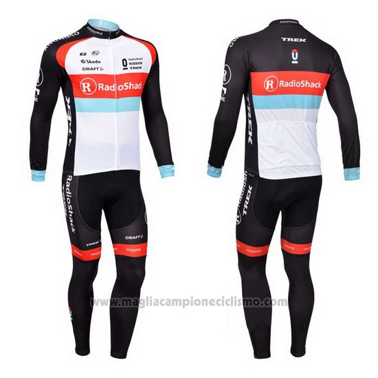 2013 Abbigliamento Ciclismo Radioshack Bianco e Nero Manica Lunga e Salopette