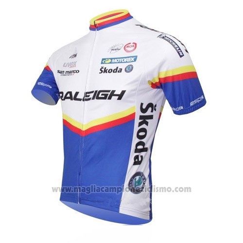 2012 Abbigliamento Ciclismo Raleigh Blu e Bianco Manica Corta Salopette