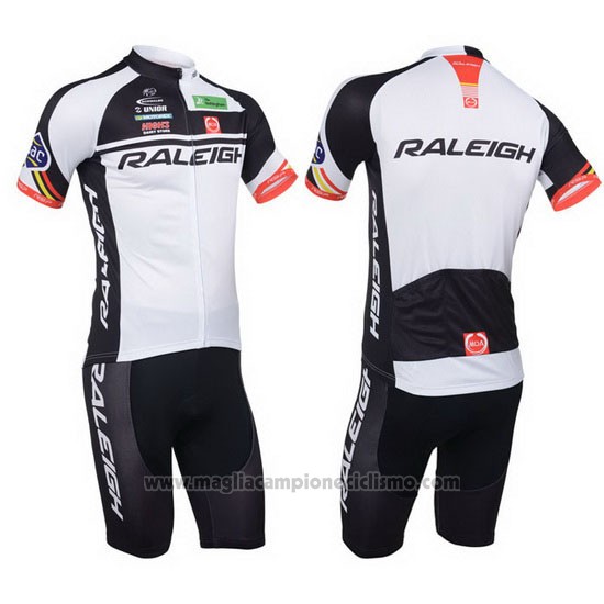 2013 Abbigliamento Ciclismo Raleigh Bianco e Nero Manica Corta e Salopette