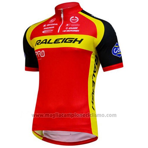 2014 Abbigliamento Ciclismo Raleigh Nero e Rosso Manica Corta e Salopette