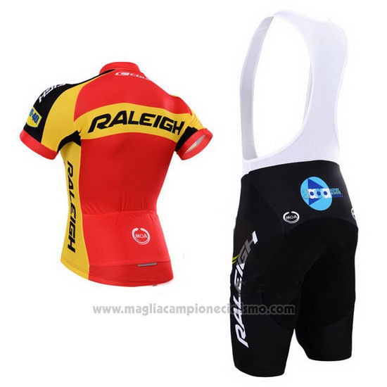 2014 Abbigliamento Ciclismo Raleigh Nero e Rosso Manica Corta e Salopette