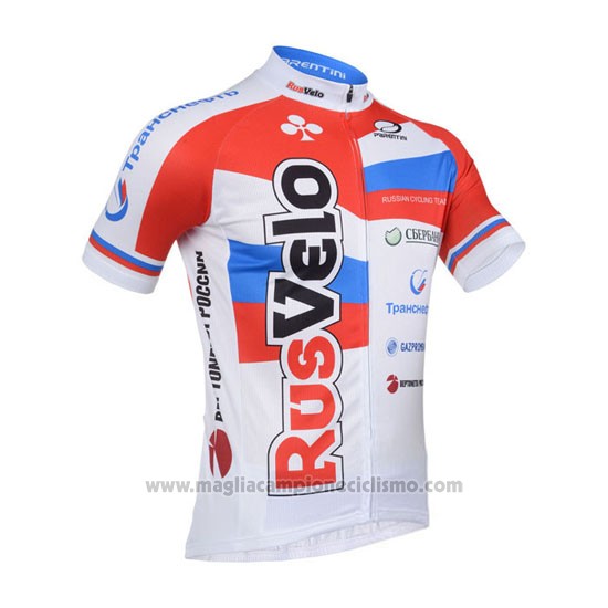 2013 Abbigliamento Ciclismo Rusvelo Bianco e Rosso Manica Corta e Salopette
