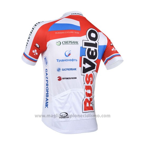 2013 Abbigliamento Ciclismo Rusvelo Bianco e Rosso Manica Corta e Salopette
