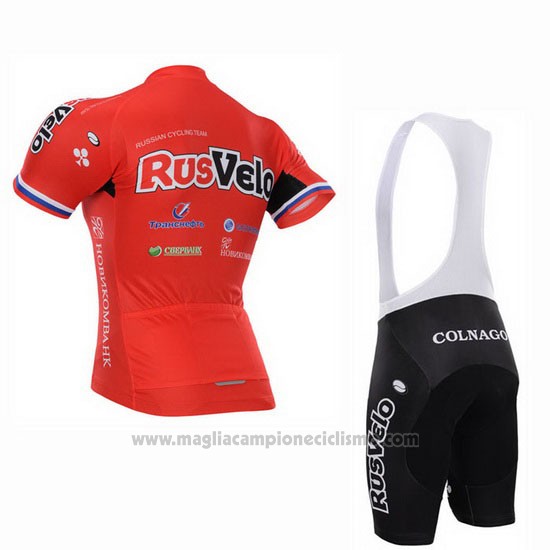 2015 Abbigliamento Ciclismo Rusvelo Rosso Manica Corta e Salopette
