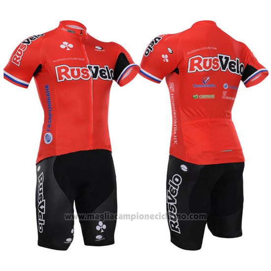 2015 Abbigliamento Ciclismo Rusvelo Rosso Manica Corta e Salopette